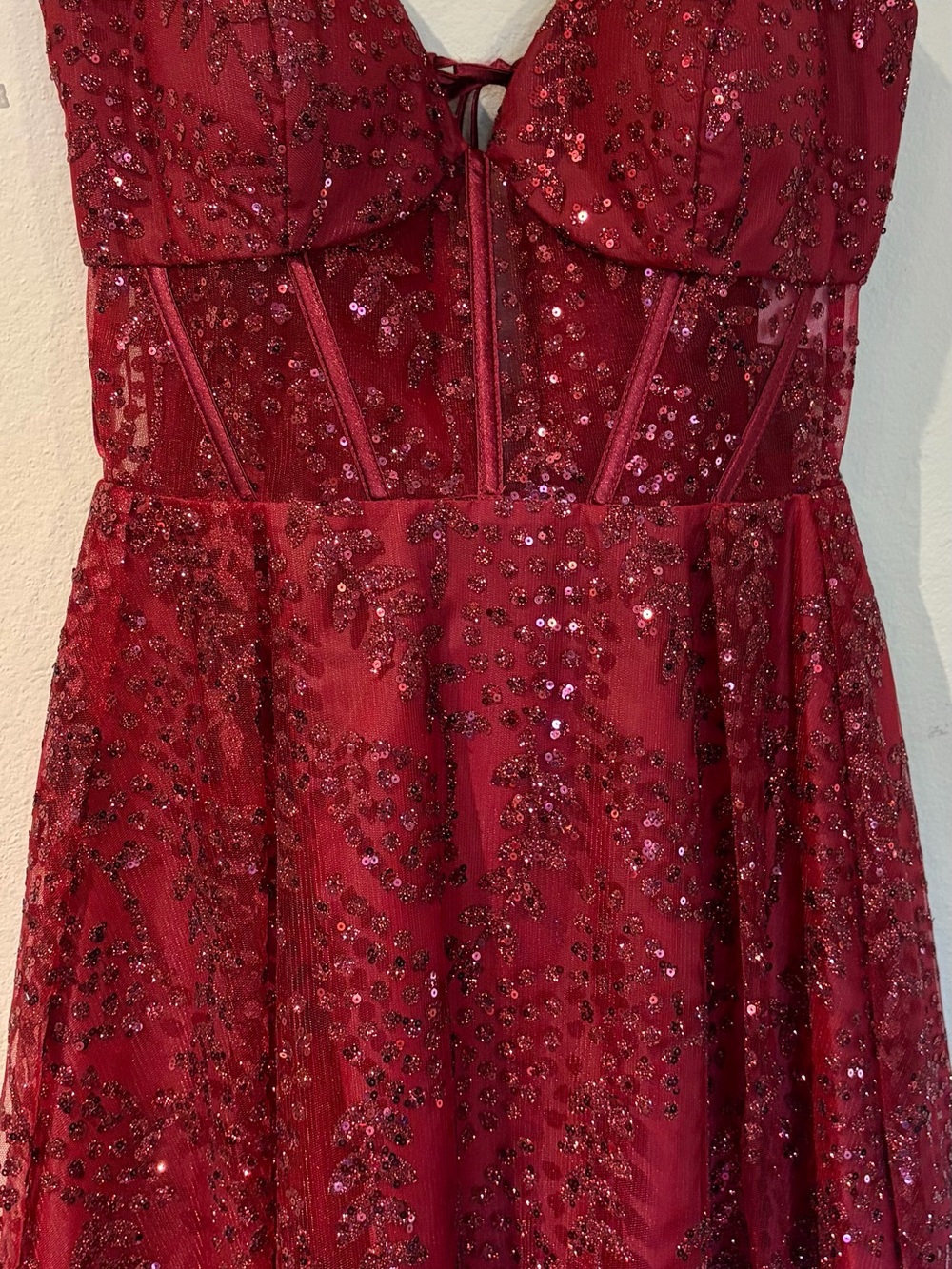 Red Sequin A-Line Evening Dress